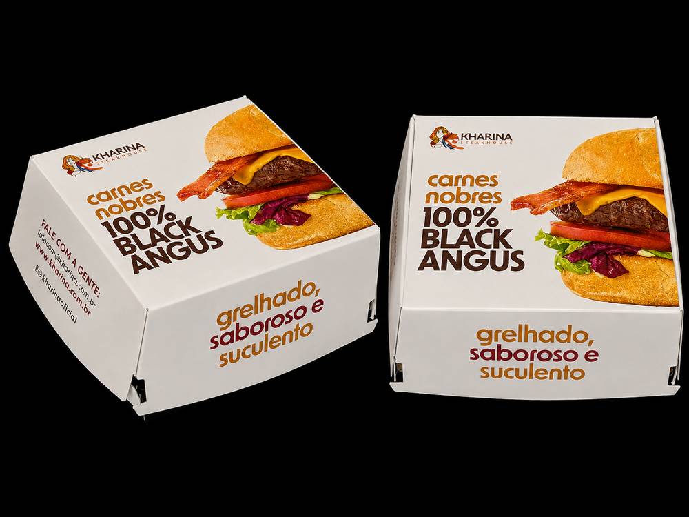 Caixa de hambúrguer com 8 pontos de cola — Kharina · Steakhouse
